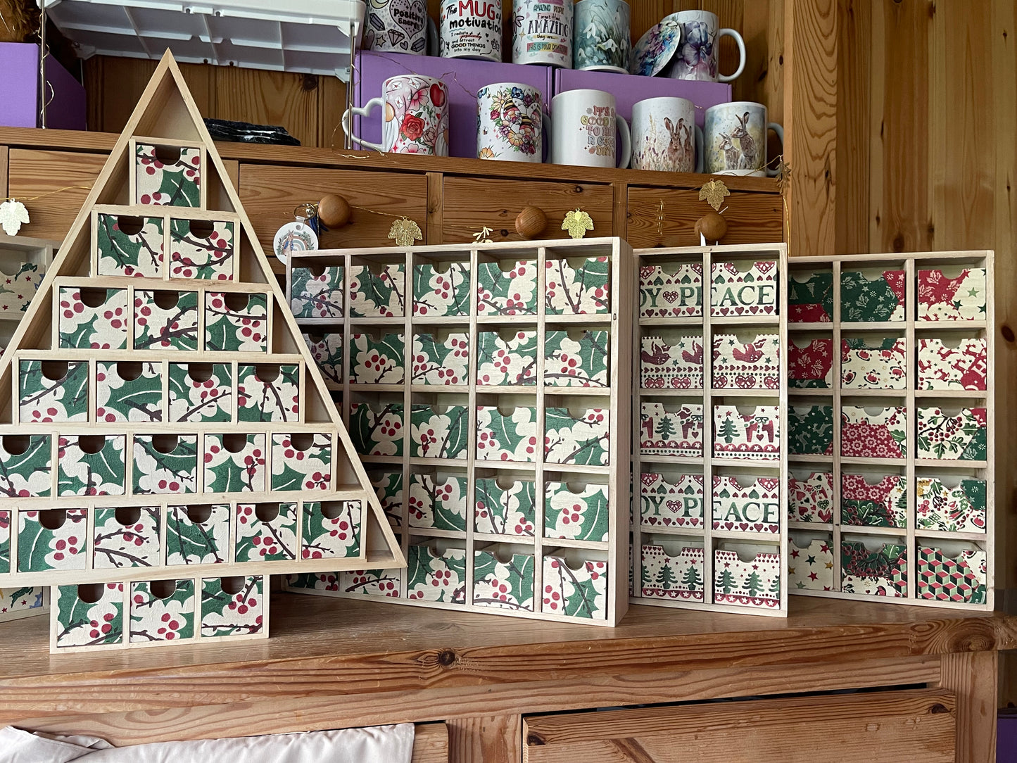 Advent wooden draws