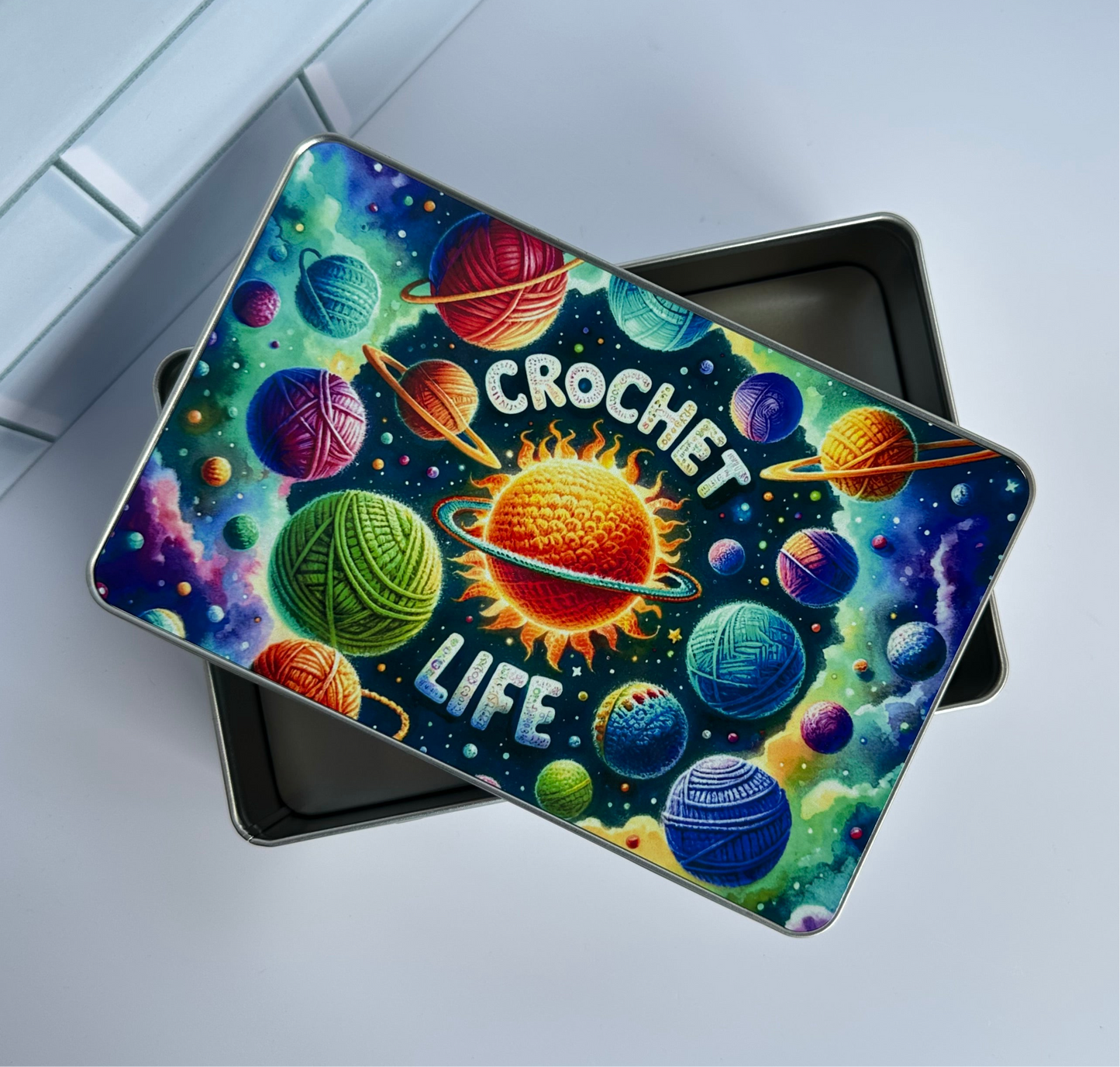 Crochet life tin
