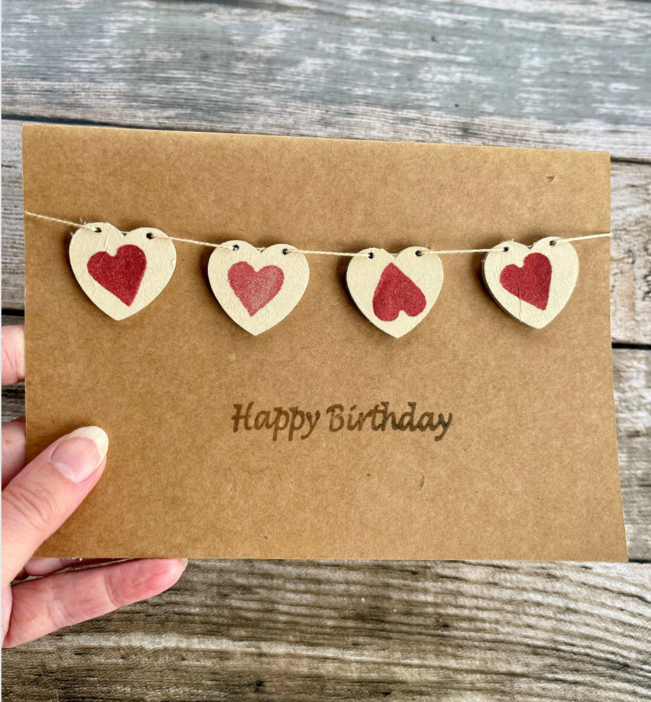 Bunting card, removable Emma Bridgewater inspired wooden bunting, white or brown card