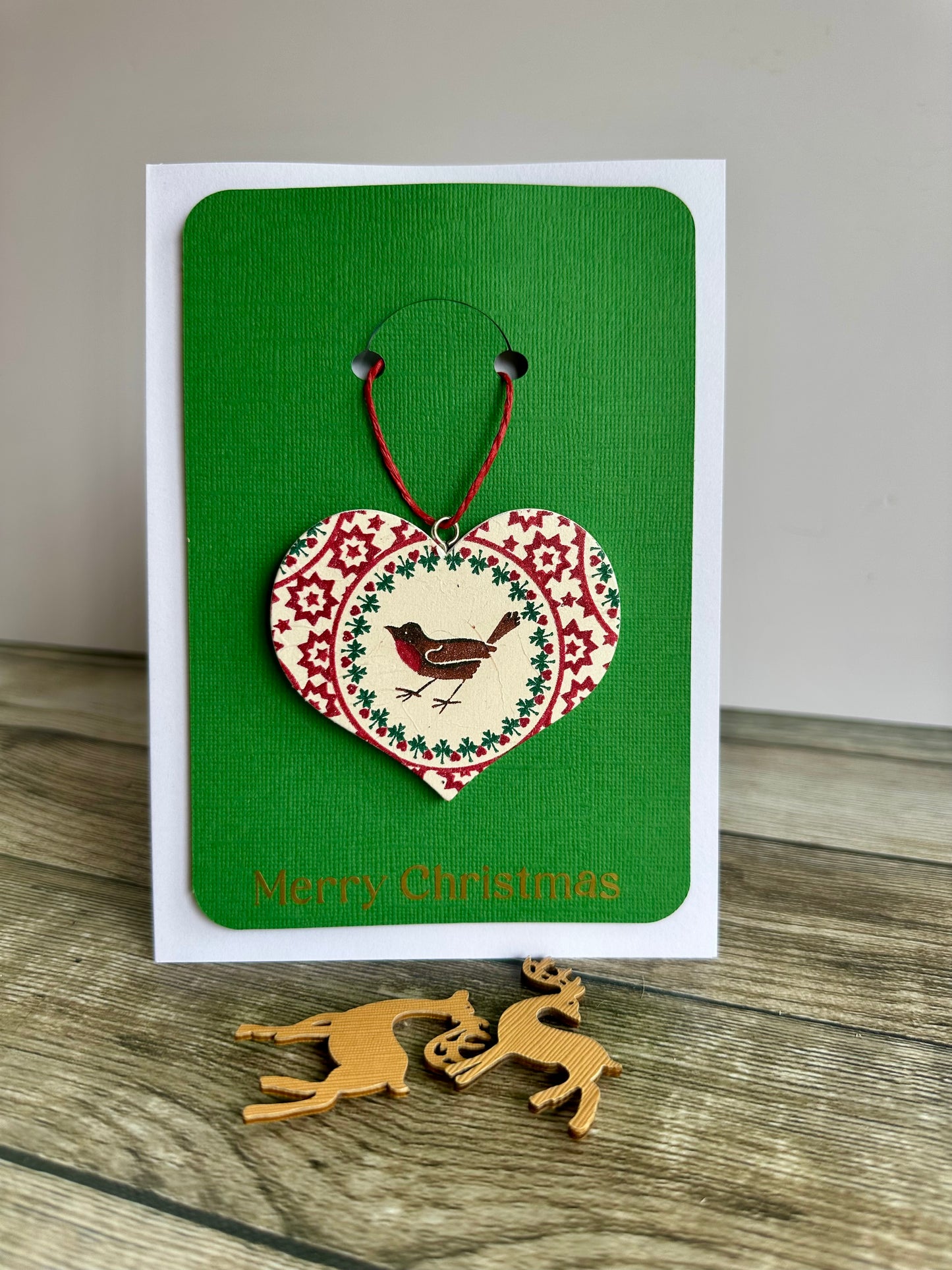 Emma Bridgewater inspired card with keepsake heart tree decoration.