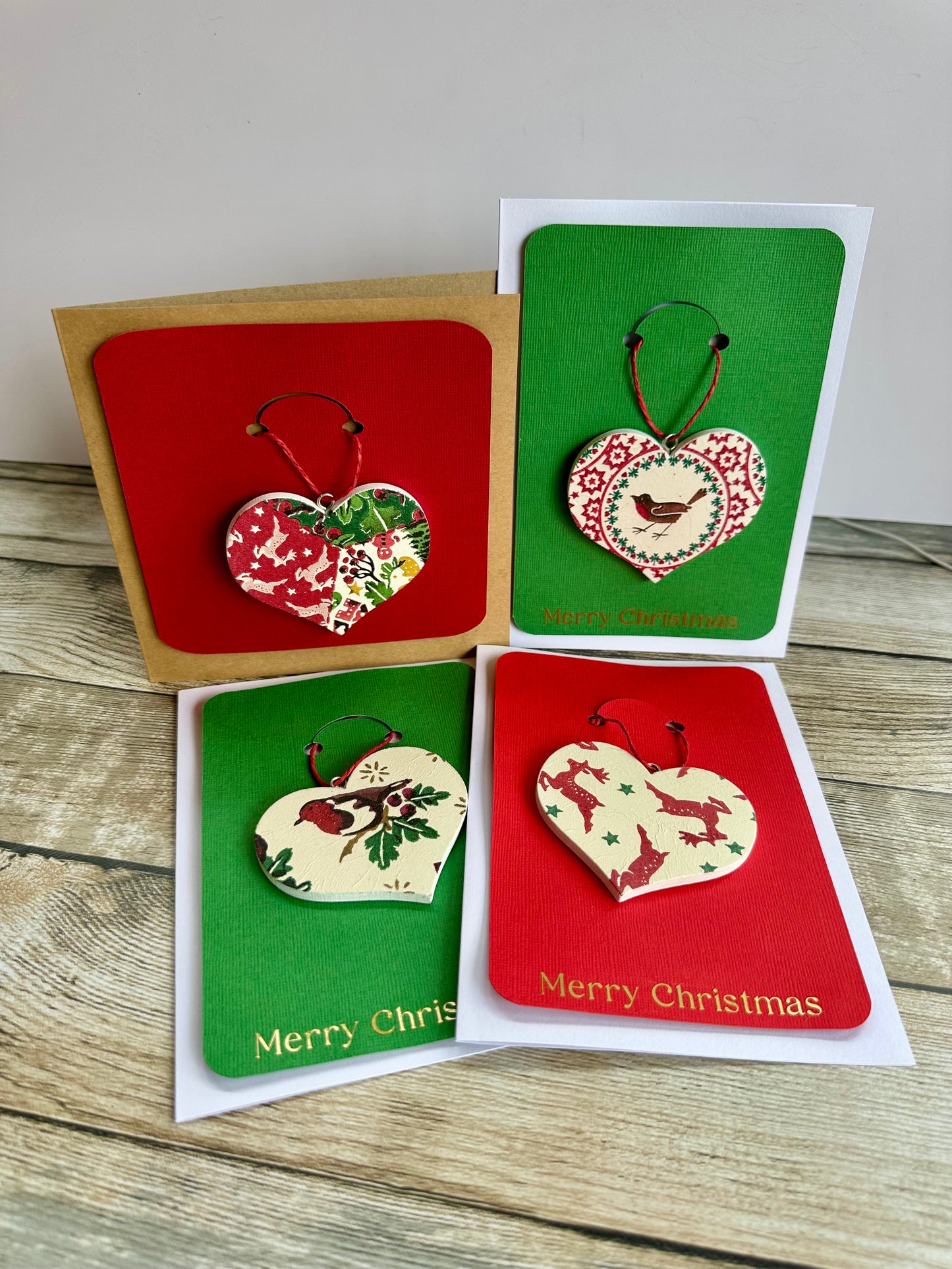 Emma Bridgewater inspired card with keepsake heart tree decoration.