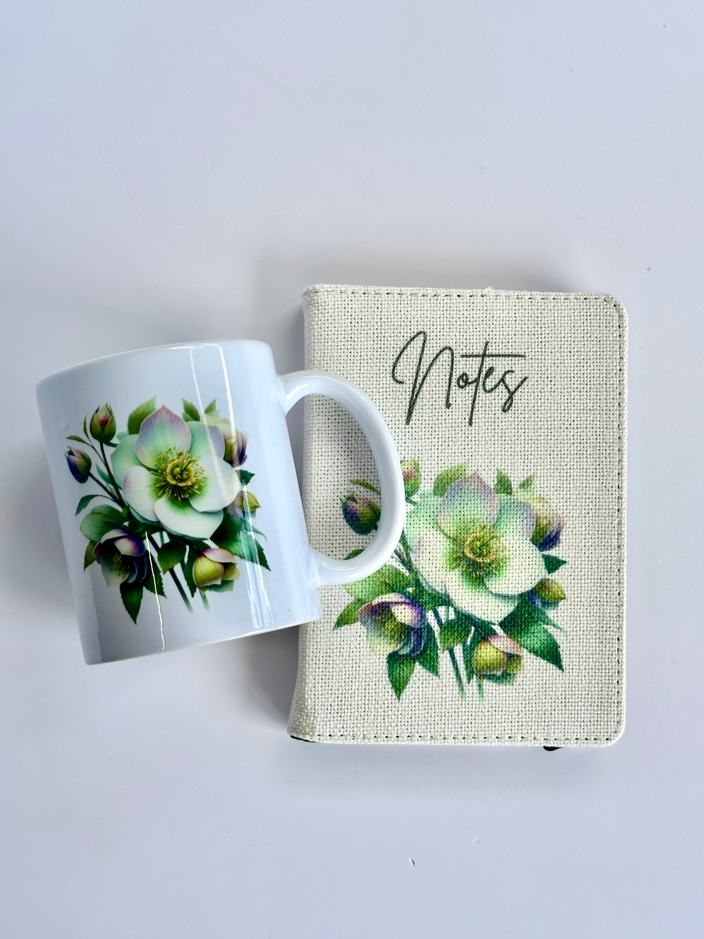 Hellebore note book and mug set