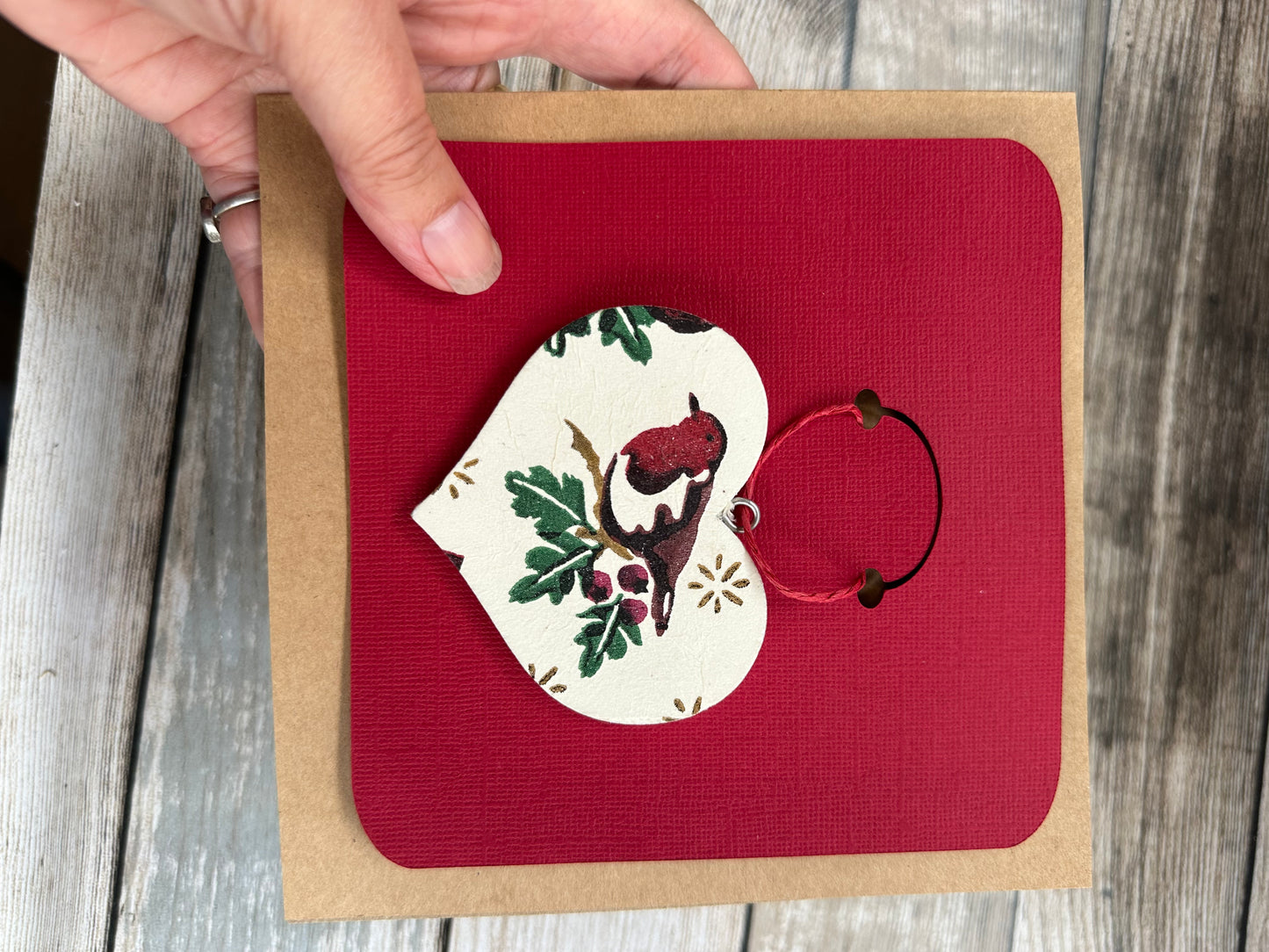 Emma Bridgewater inspired card with removable heart keepsake, tree decoration