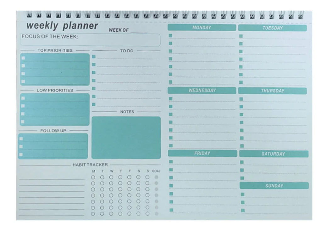 A4 weekly planner, add your own text, pink or green inside
