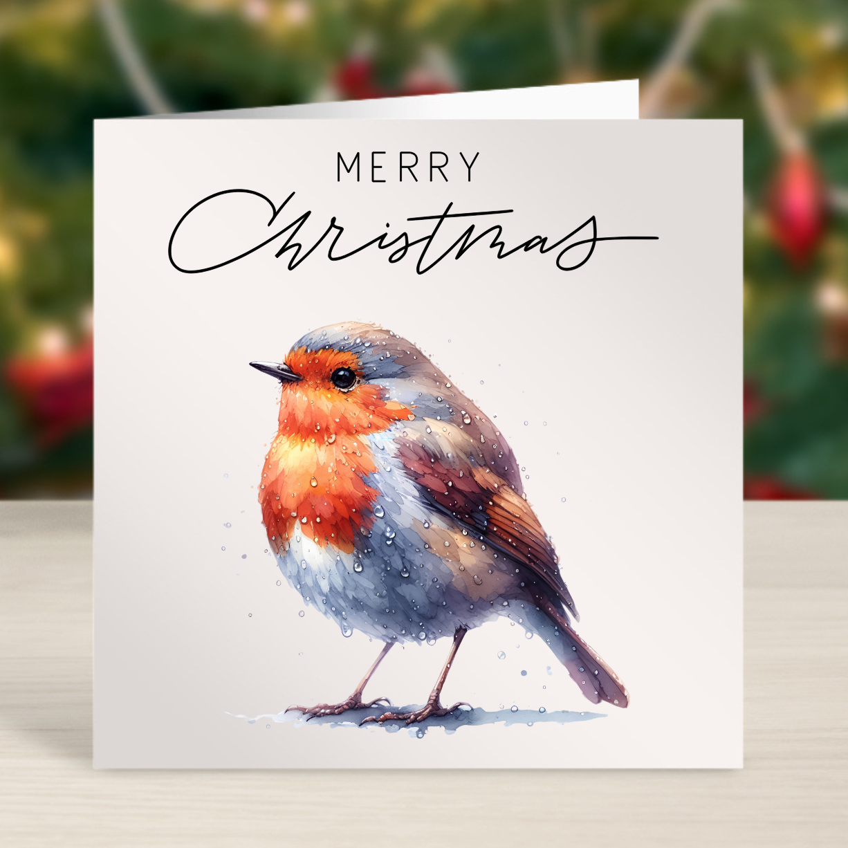 Festive Robin card, Merry Christmas