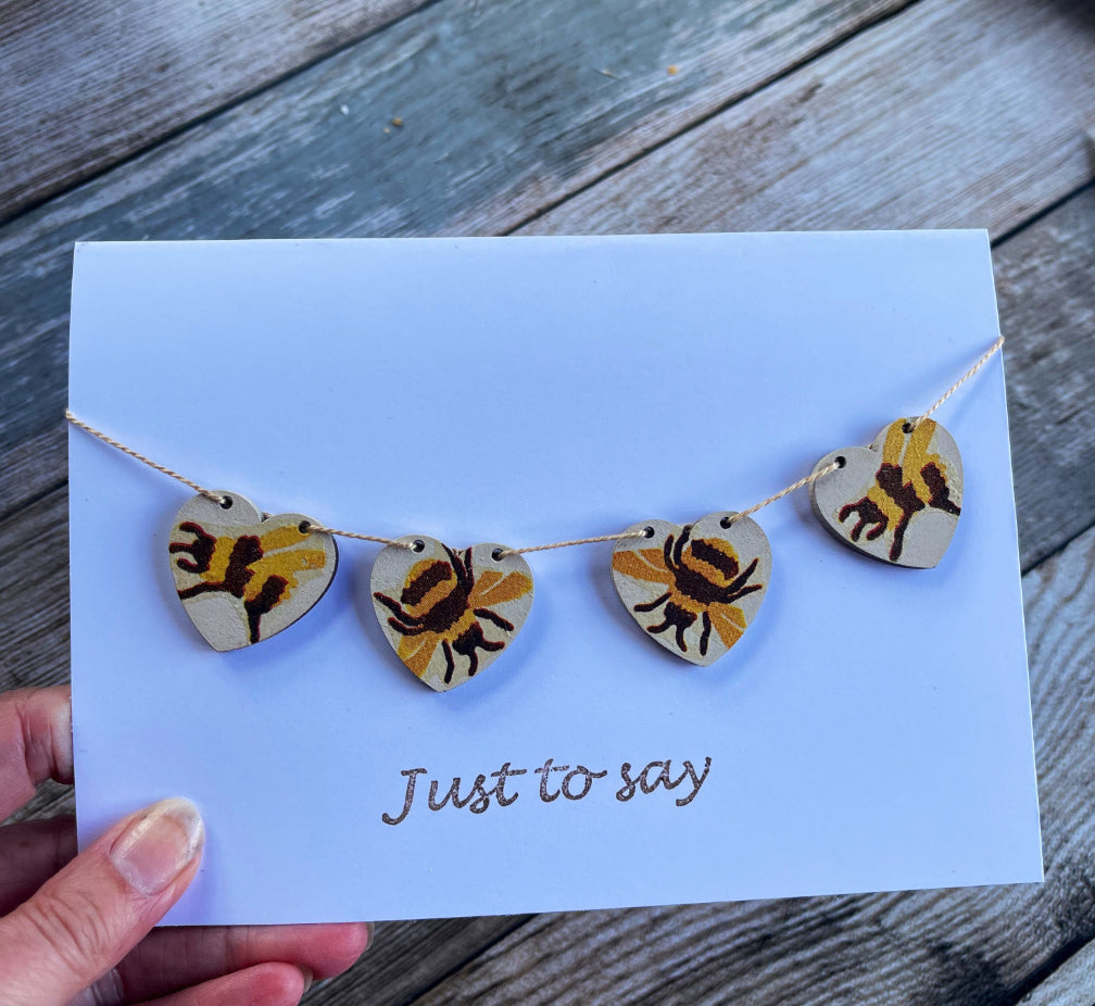 Bunting card, removable Emma Bridgewater inspired wooden bunting, white or brown card