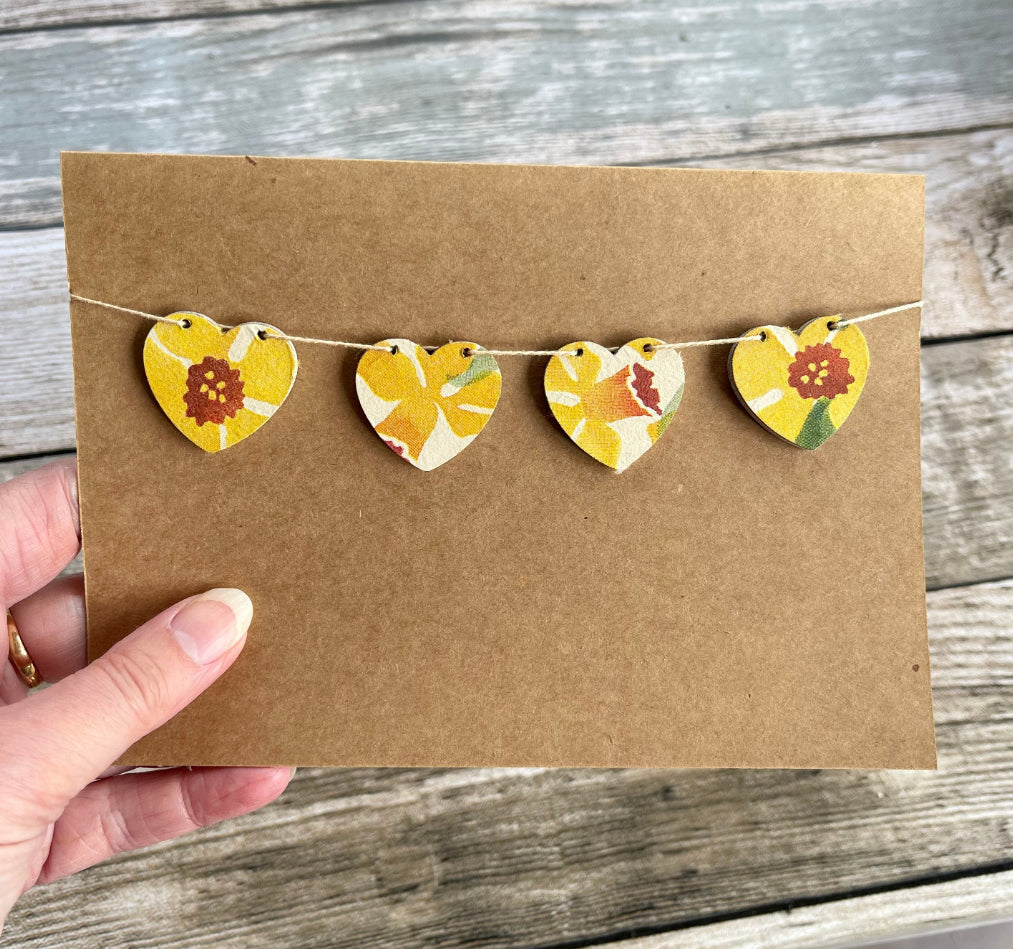 Bunting card, removable Emma Bridgewater inspired wooden bunting, white or brown card