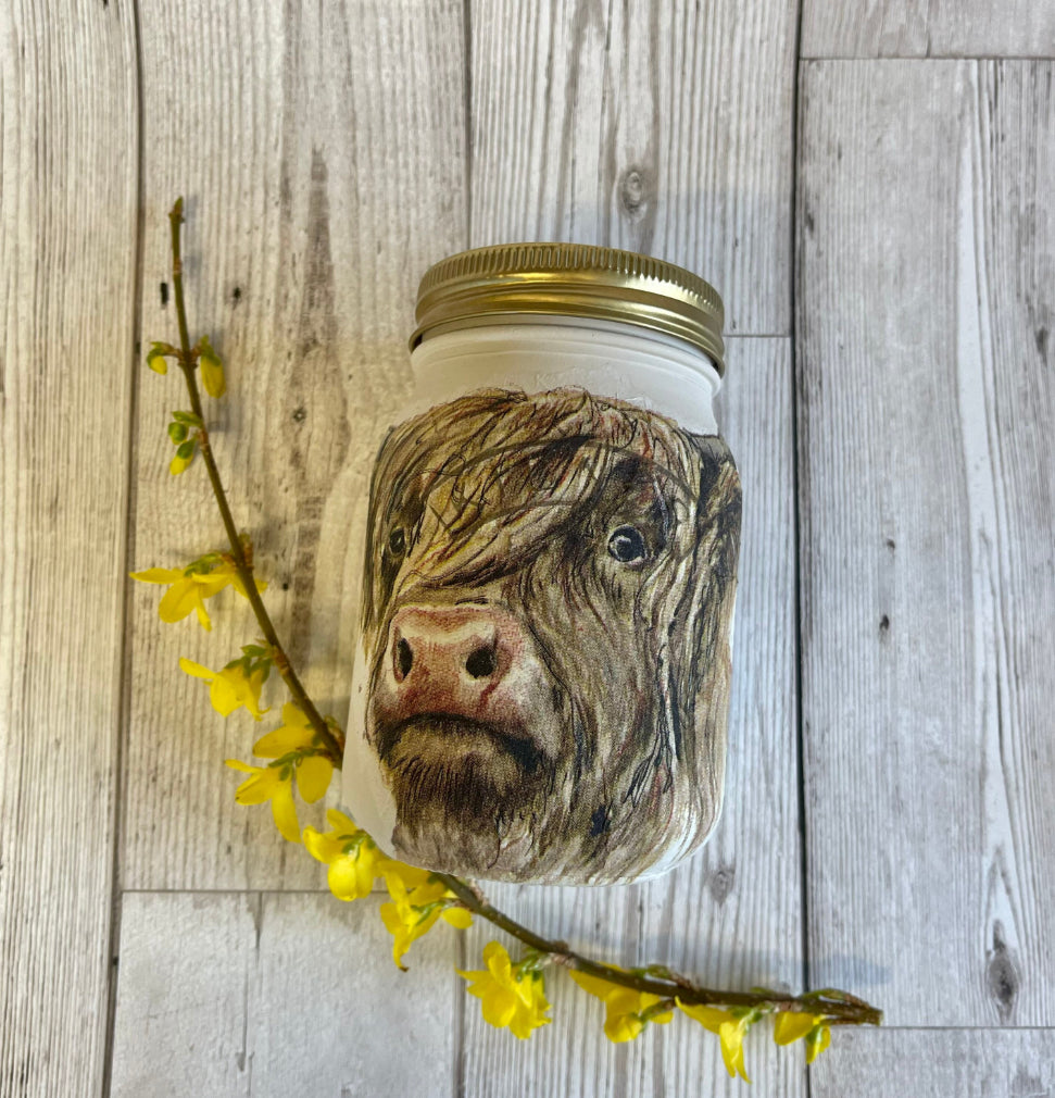 Highland Cow Soap Dispenser/Storage jar, choose your lid