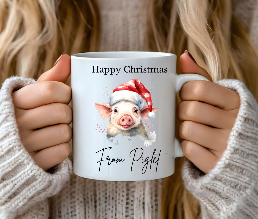 Christmas pig mug