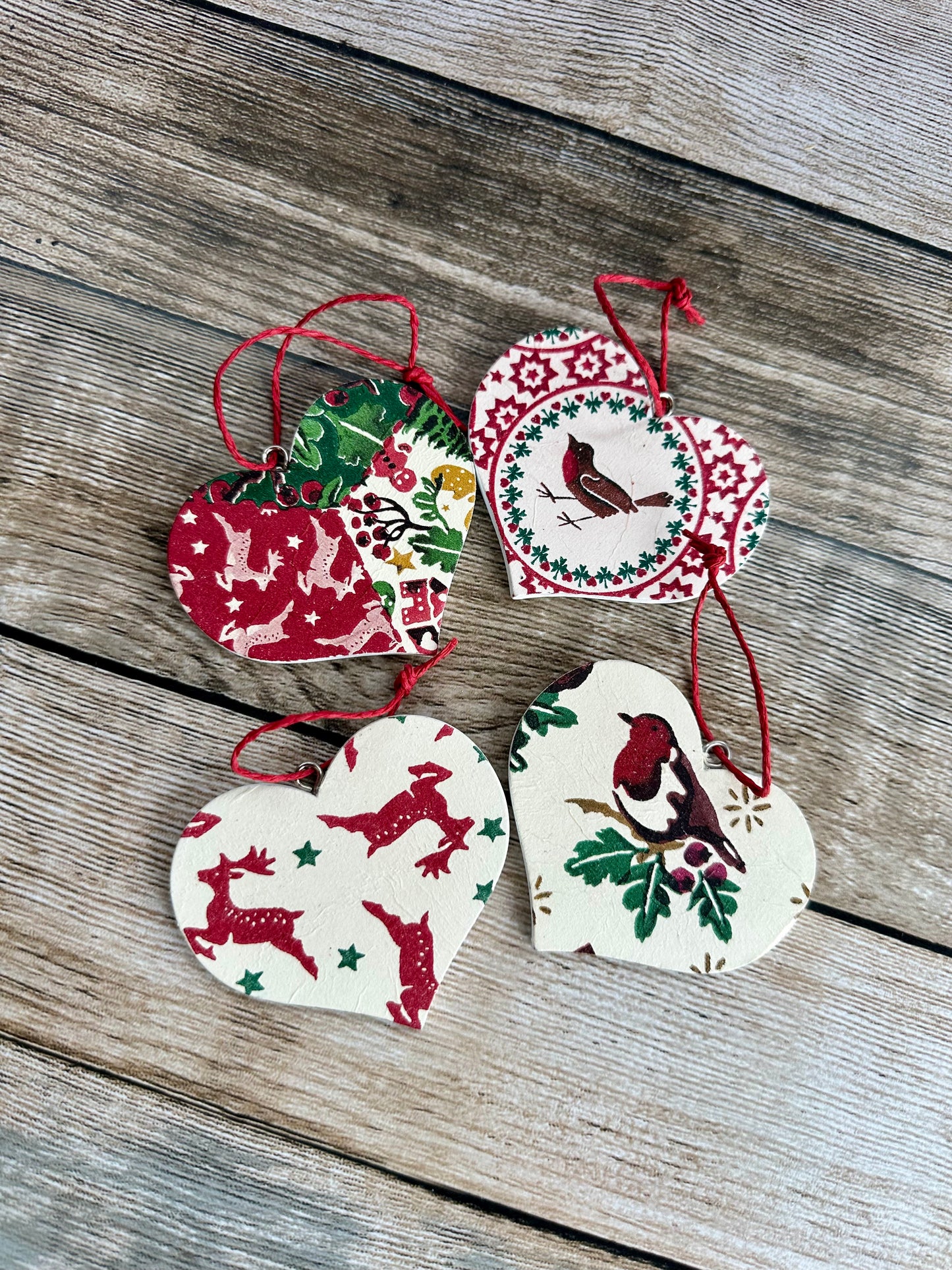 Emma Bridgewater inspired card with removable heart keepsake, tree decoration