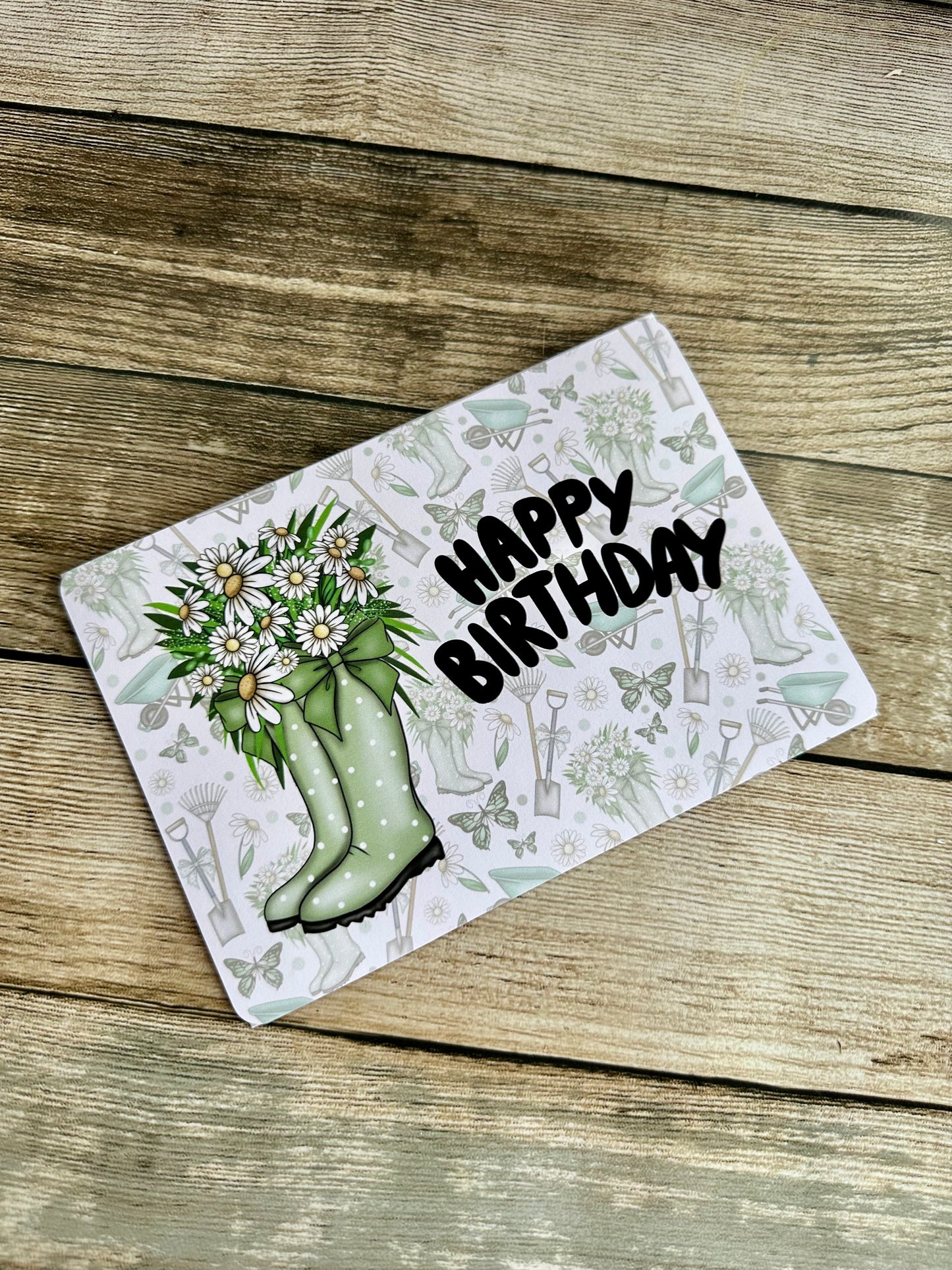 Green gardening design Happy Birthday or Just for you card with envelope