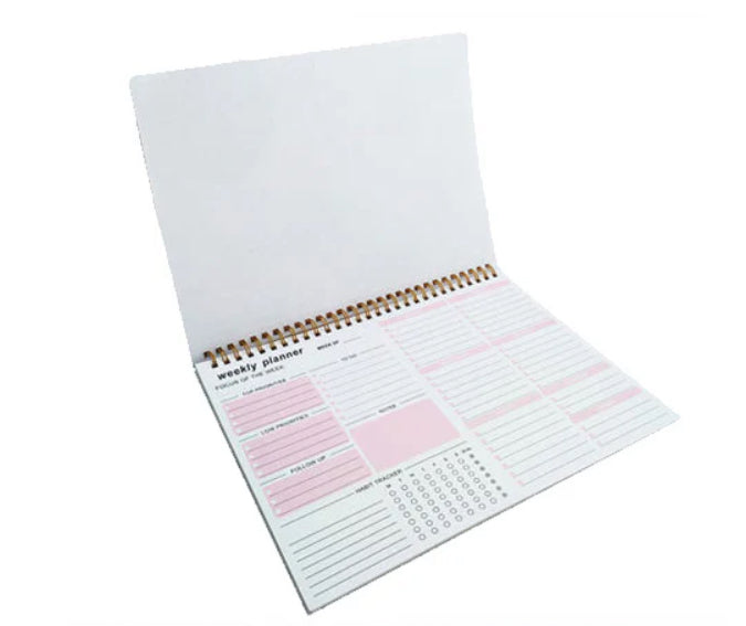 A4 weekly planner, add your own text, pink or green inside