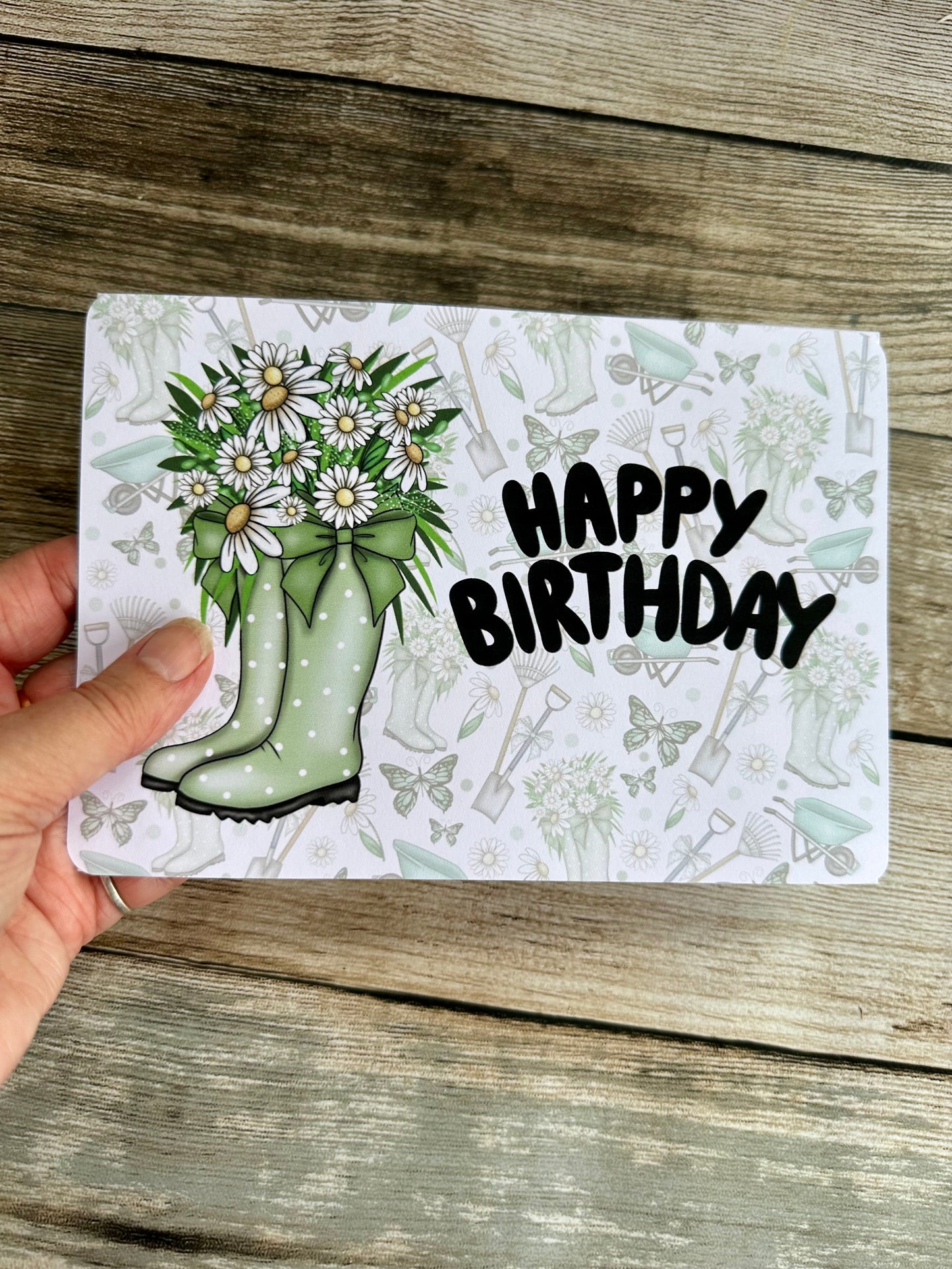 Green gardening design Happy Birthday or Just for you card with envelope