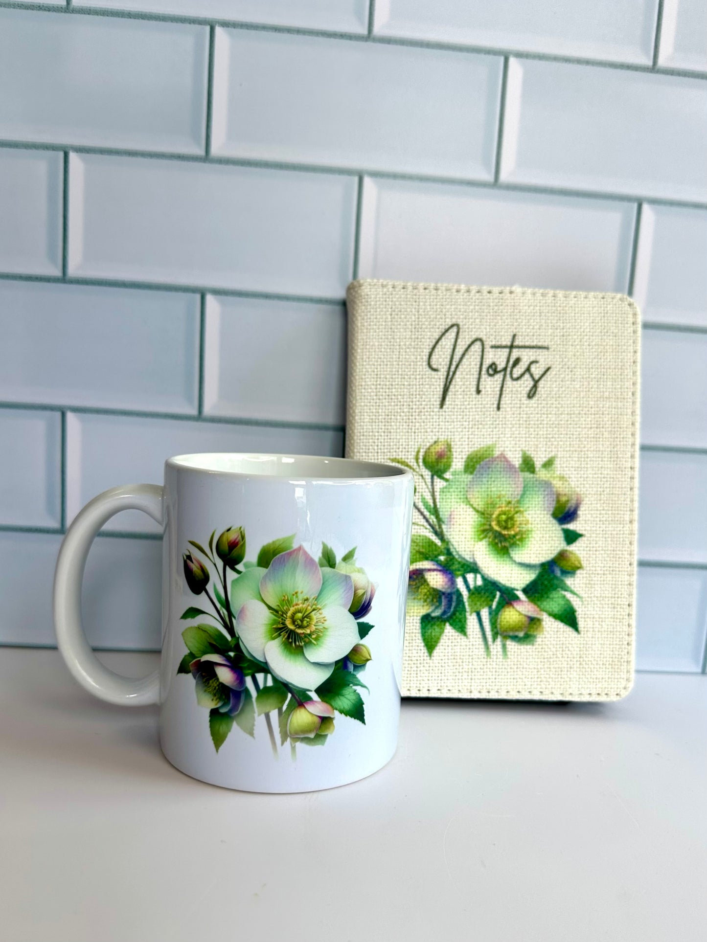 Hellebore note book and mug set