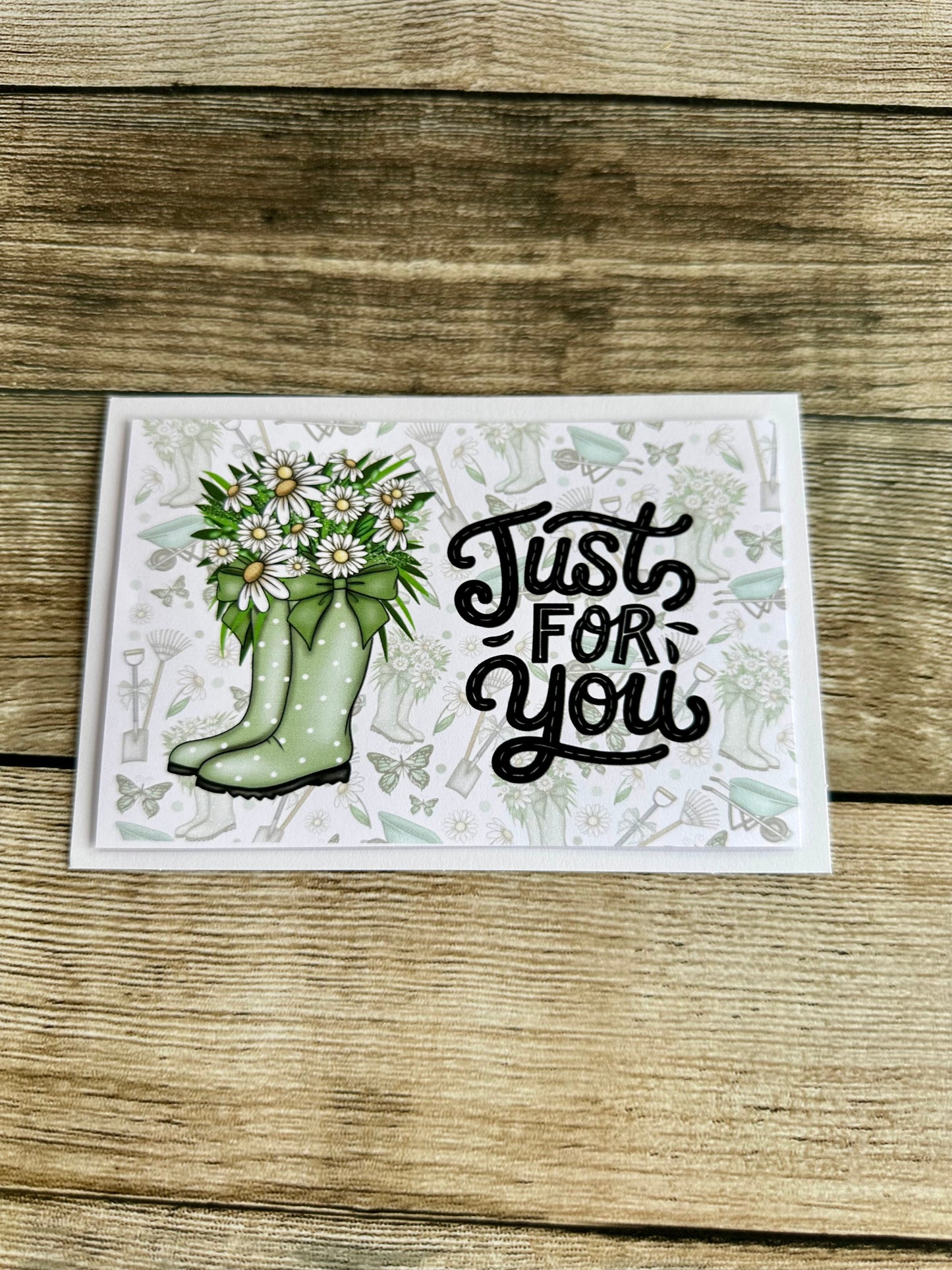 Green gardening design Happy Birthday or Just for you card with envelope