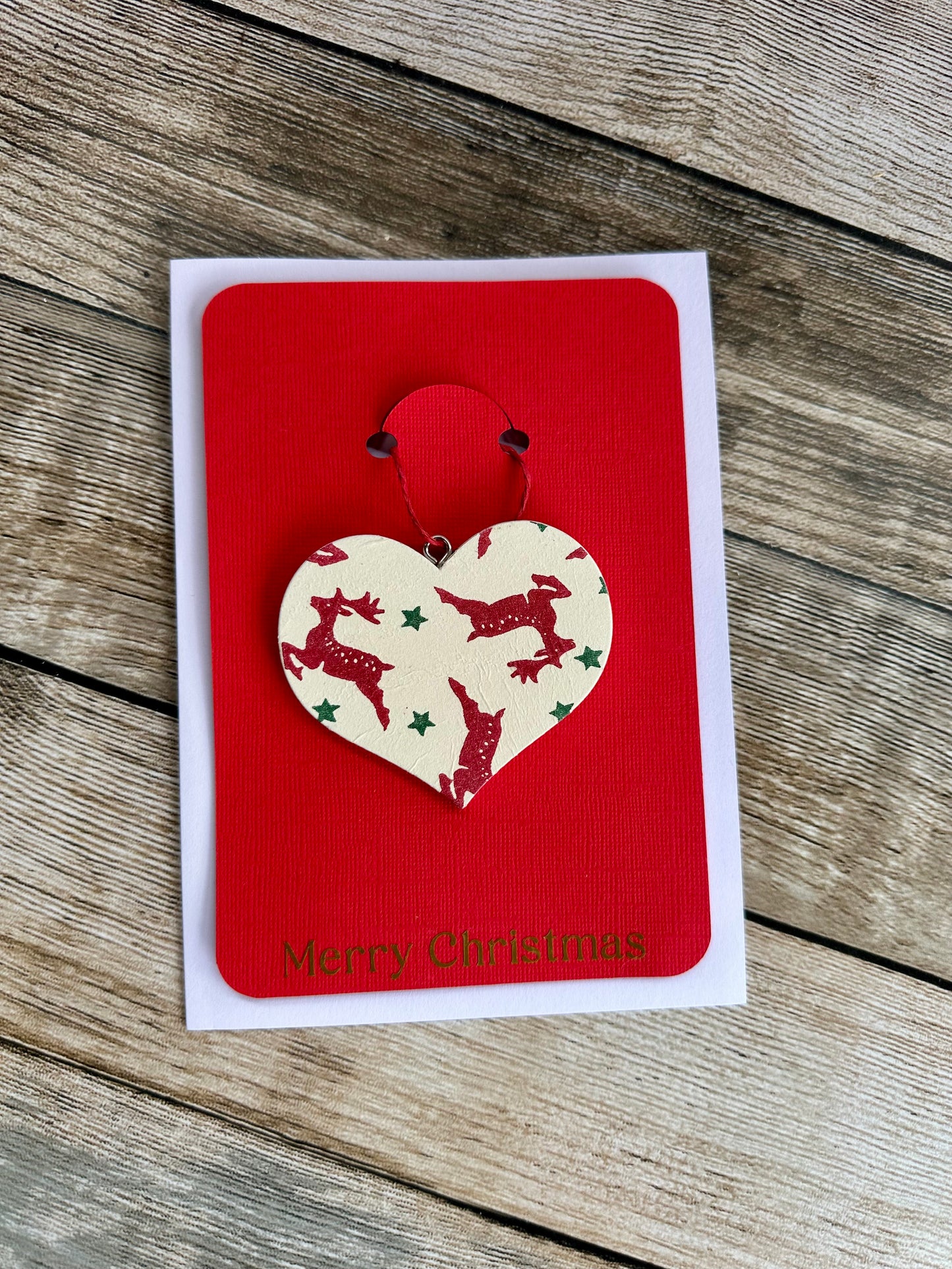 Emma Bridgewater inspired card with keepsake heart tree decoration.