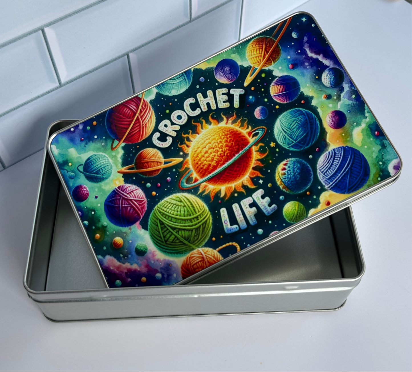 Crochet life tin
