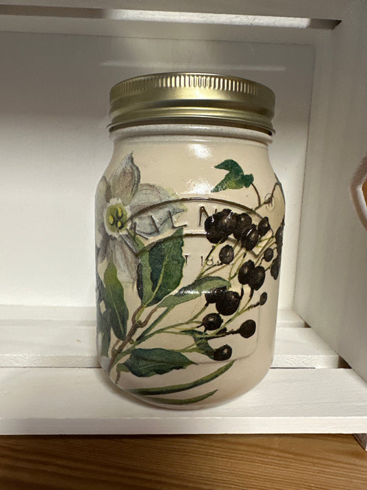 Winter flower design, Kilner jar with choice of lids