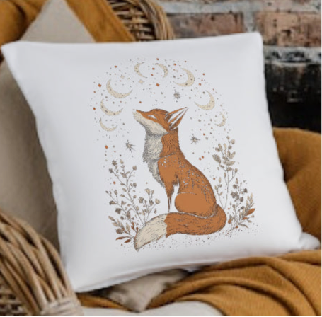 Celestial fox design cushion cover