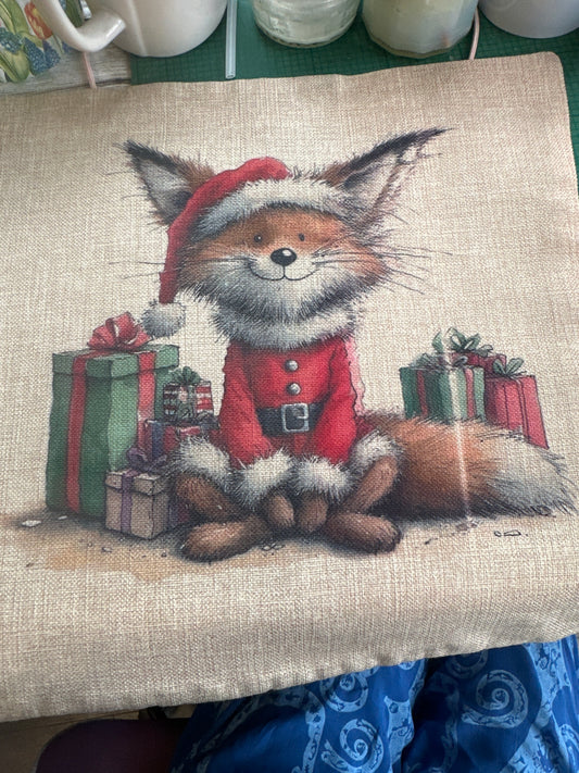 Oops, fox Christmas cushion cover