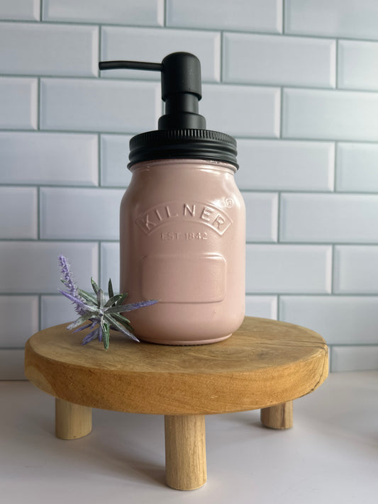 Pink Kilner pump dispenser, with black lid