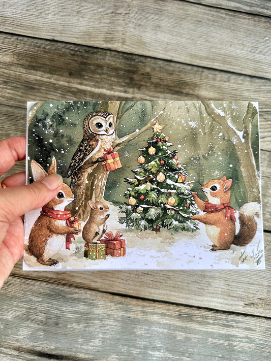 Festive woodland scene