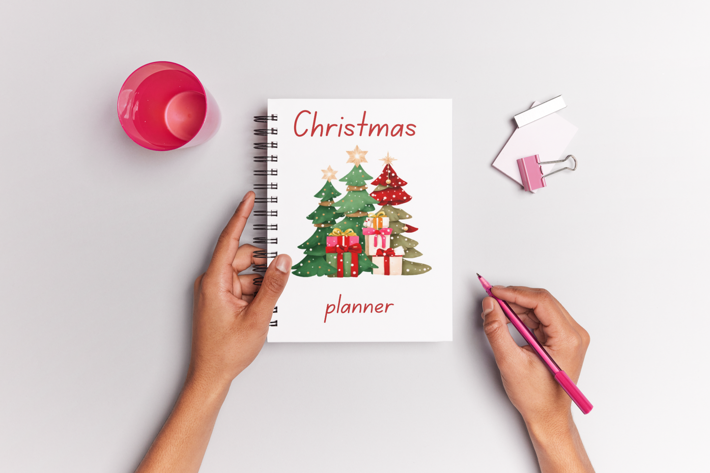 Christmas planner with tree design, A5 spiral bound note book