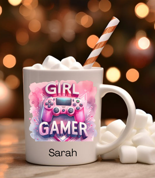 Girl gamer mug personalised gift