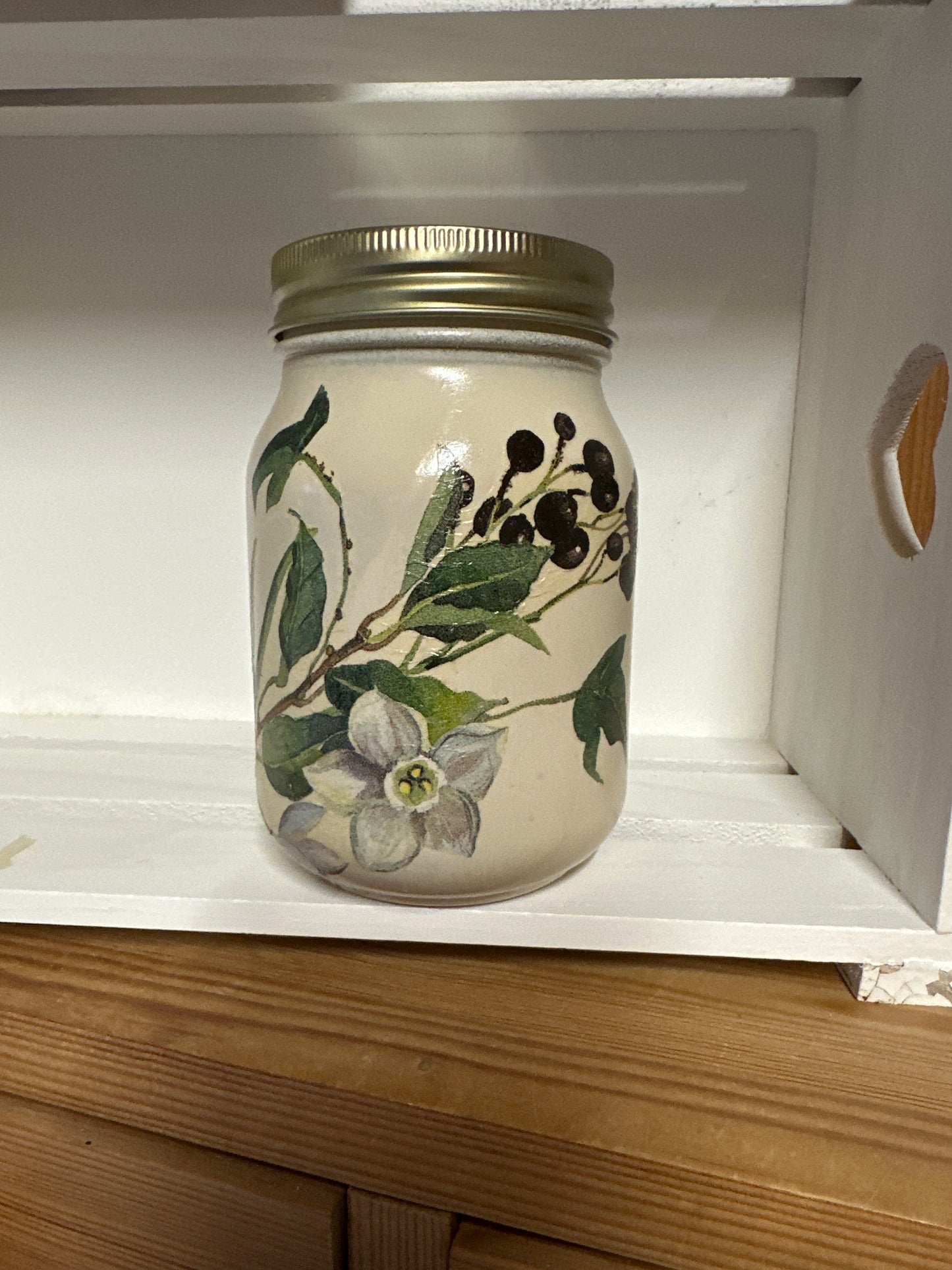 Winter flower design, Kilner jar with choice of lids