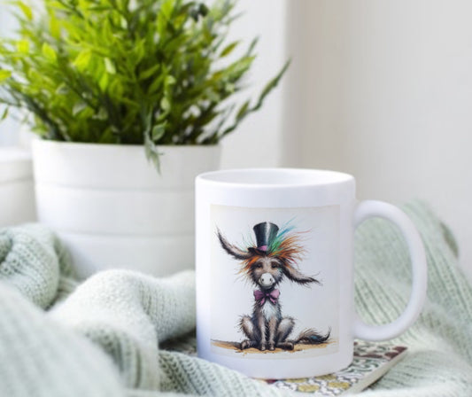 Donkey in a top hat mug