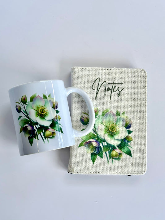 Hellebore note book and mug set