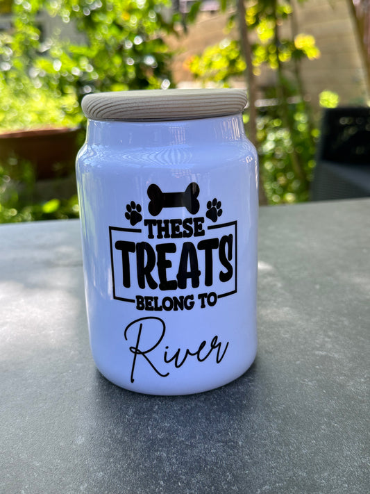 Personalised dog treat jar