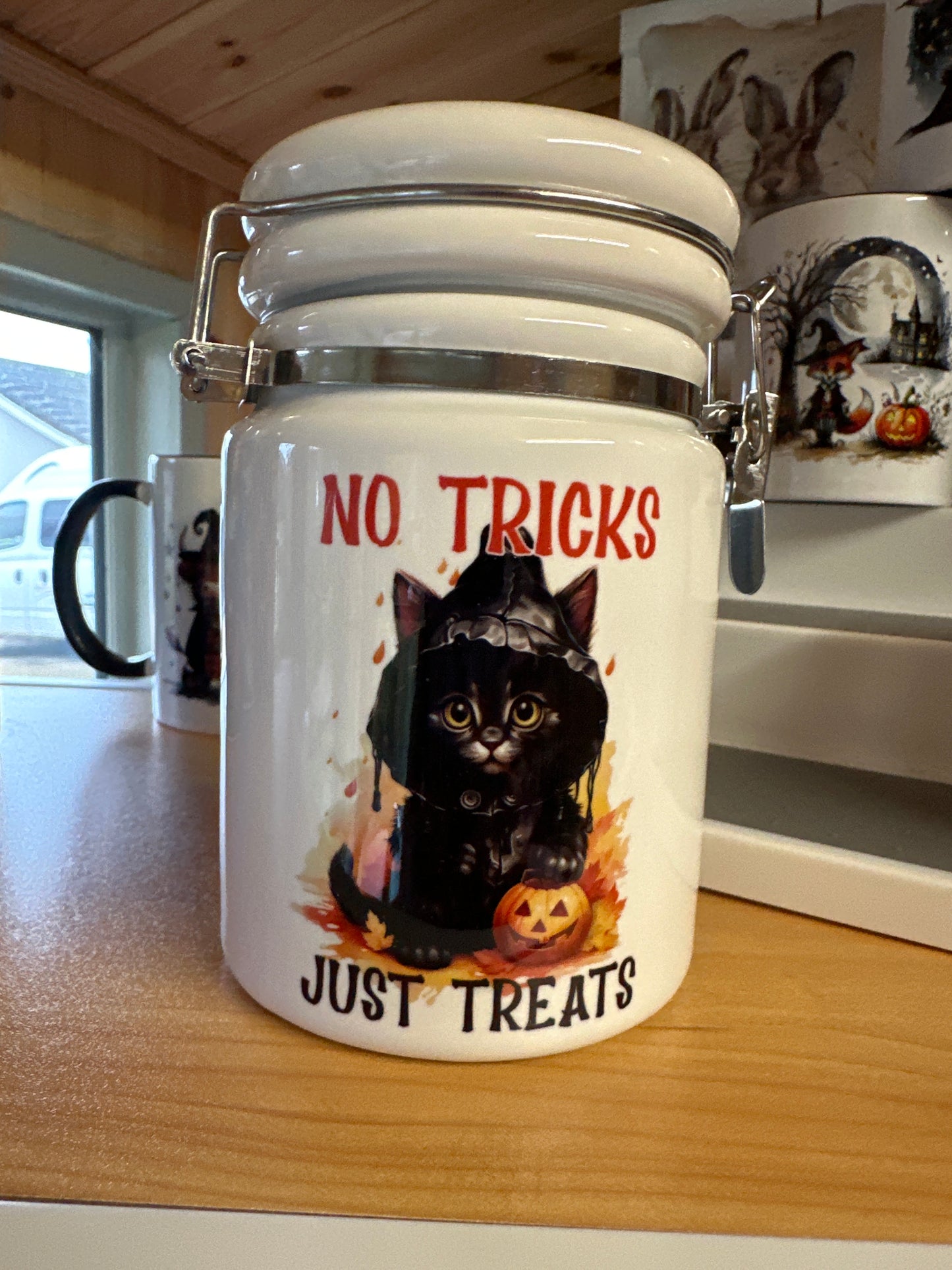 Cat trick or treat jar