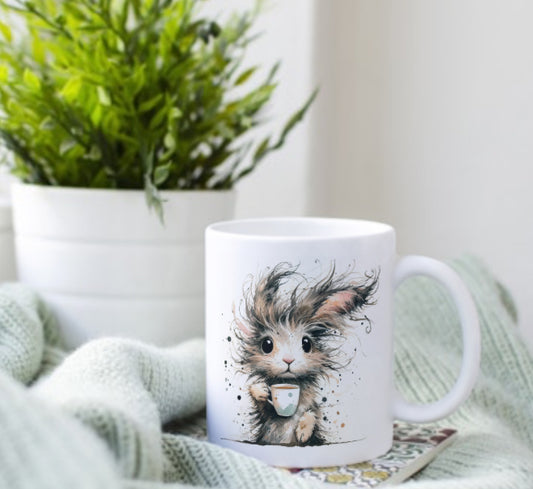 Cute bunny enjoying a cuppa mug