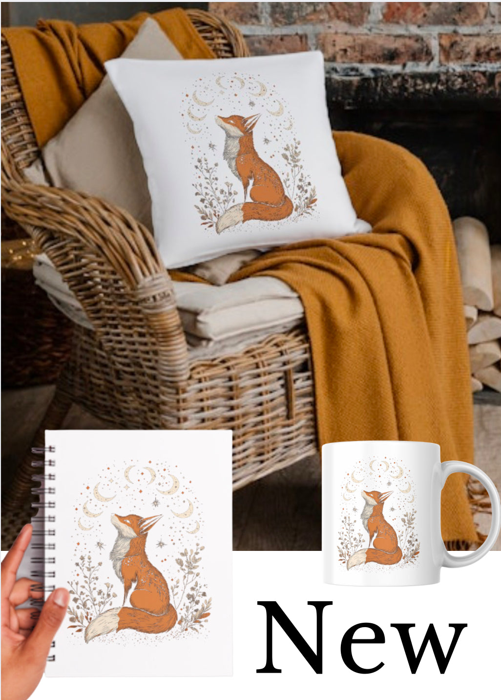 Celestial fox design cushion cover