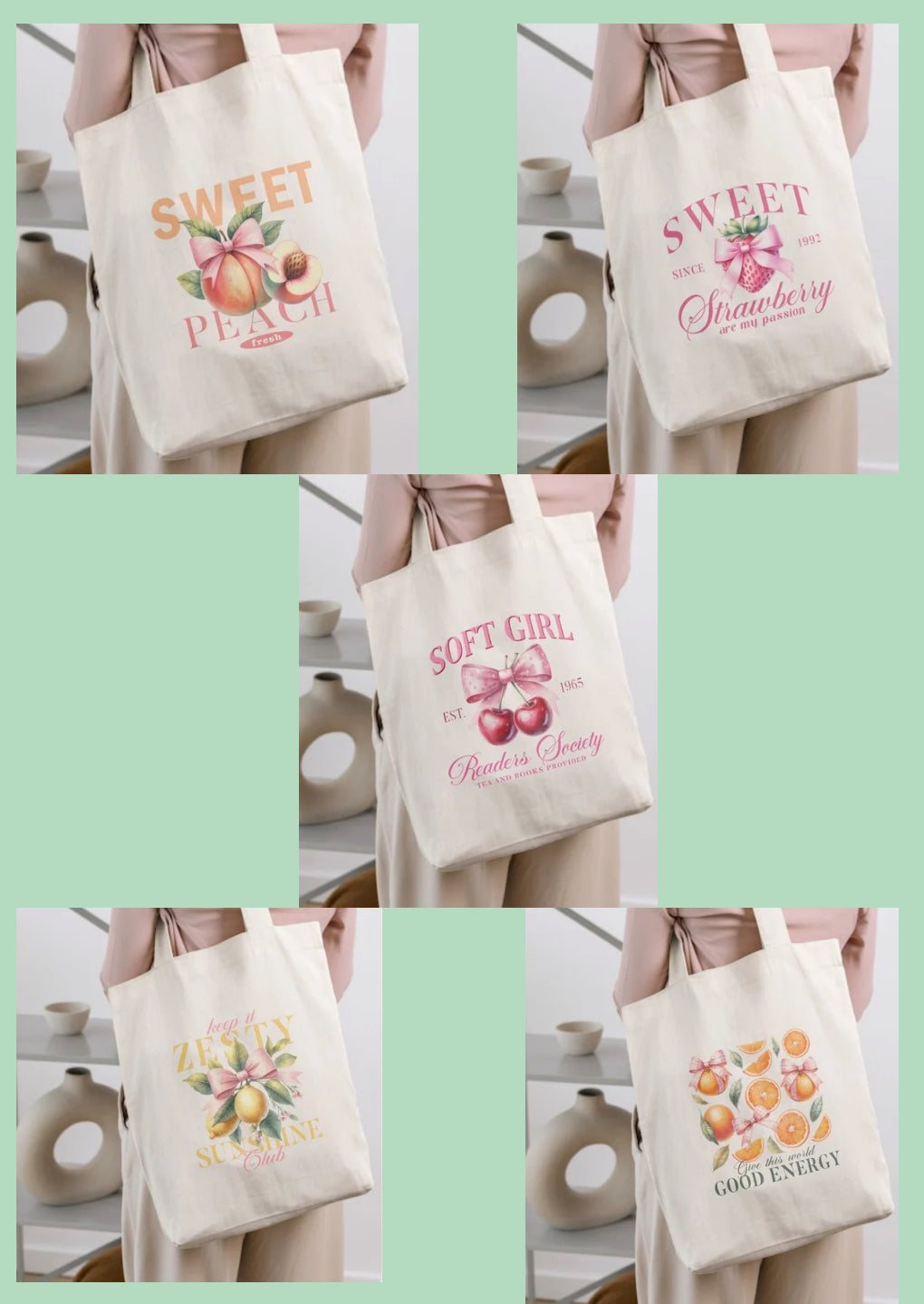 Fruit design tote bag