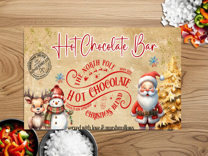 Hot chocolate A4 glass chopping board