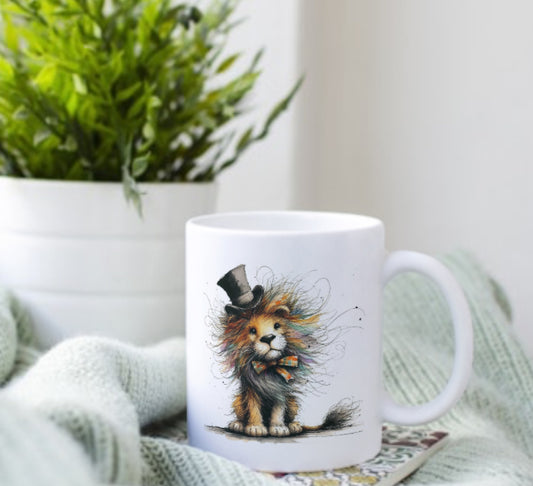 Lion with top hat mug