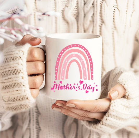 Mother’s Day mug, pink rainbow mug, replace Mother’s Day with any name