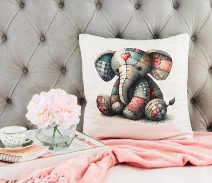 Patchwork elephant cushion cover