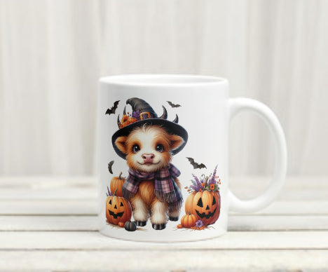 Highland cow and pumkin Halloween mug