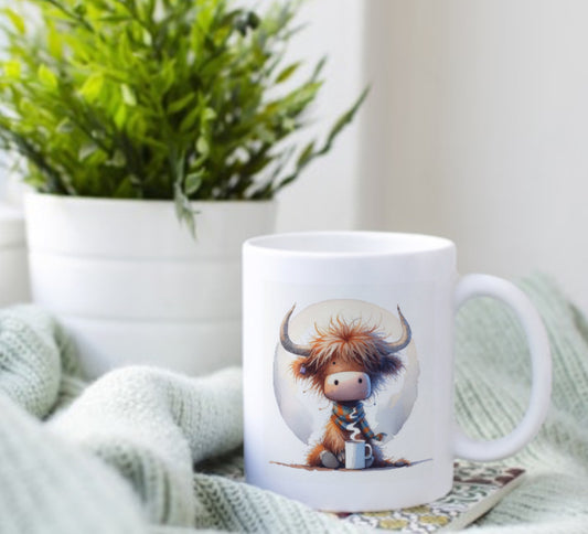 Highland cow design mug