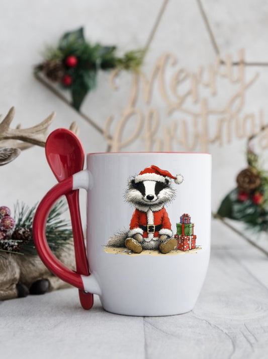 Christmas badger design by The House of Rookery, mug