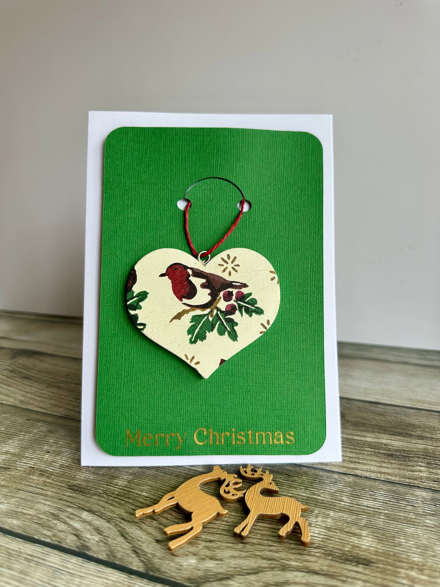 Emma Bridgewater inspired card with keepsake heart tree decoration.