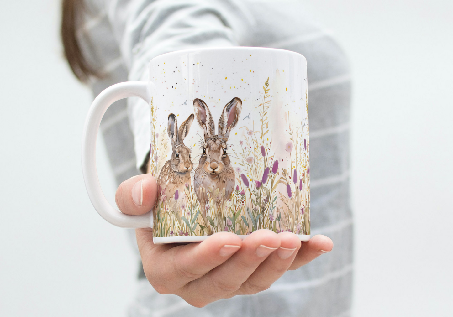 Watercolour Hare design mug