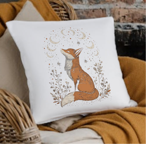 Celestial fox design cushion cover