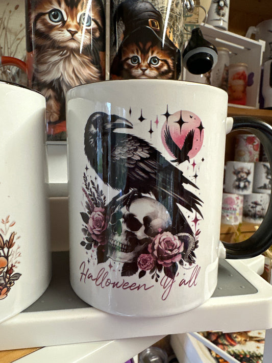 Halloween mug with black inner and hand