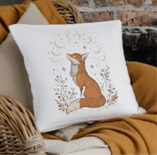 Celestial fox design cushion cover