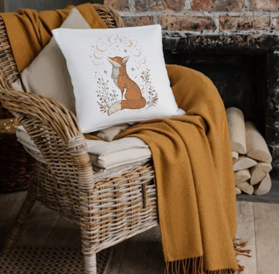 Celestial fox design cushion cover