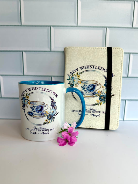Bridgerton notebooks and mug